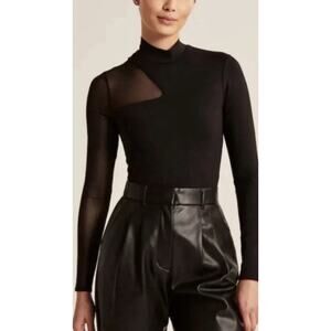 NWT Abercrombie Mesh Black Bodysuit Soft Collection Size XL